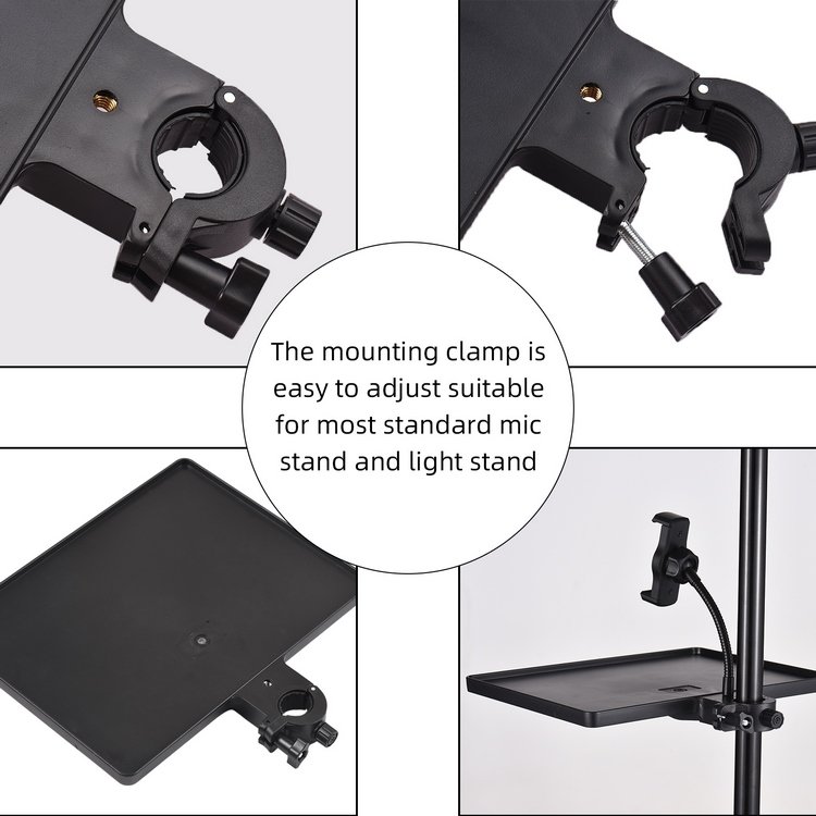 270 * 205mm Universal Microphone Stand Clamp-on Tray Sound Card Tray Soundcard Phone Holder Versatile Tray Storage Shelf