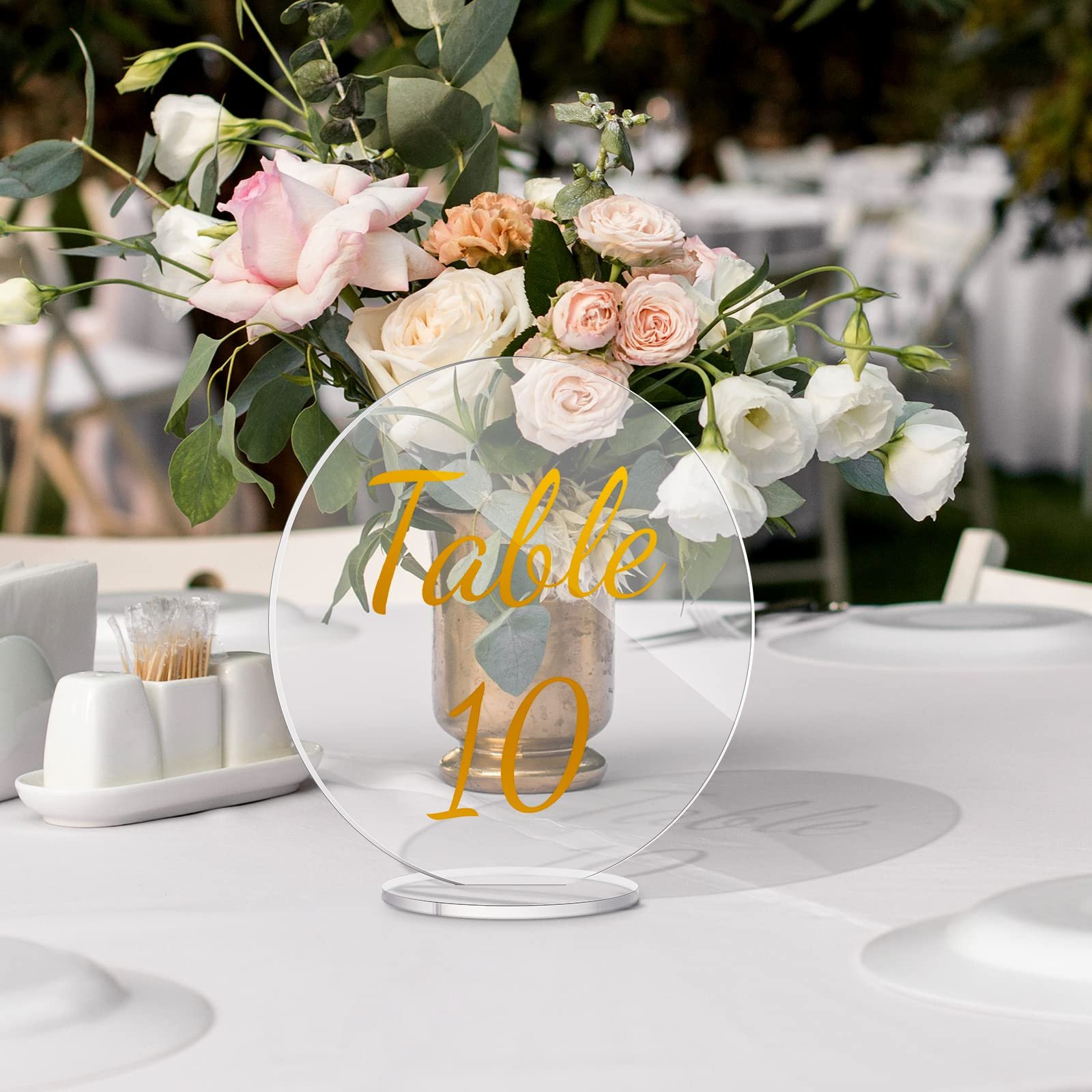 30 Pcs/Bag Acrylic Sign Gold Printed Clear Acrylic Sign Table Number Wedding Display Stand Wedding Table Numbers