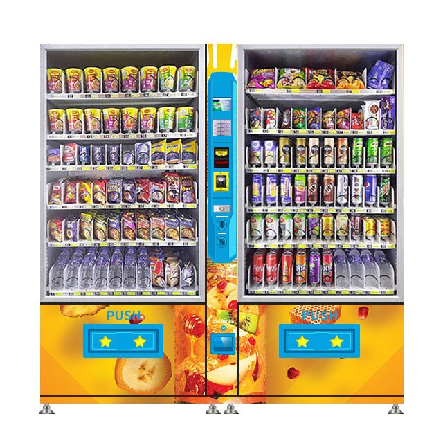 Automatic Self-service Drinks & Foods Vending Machine with Double Cabinets