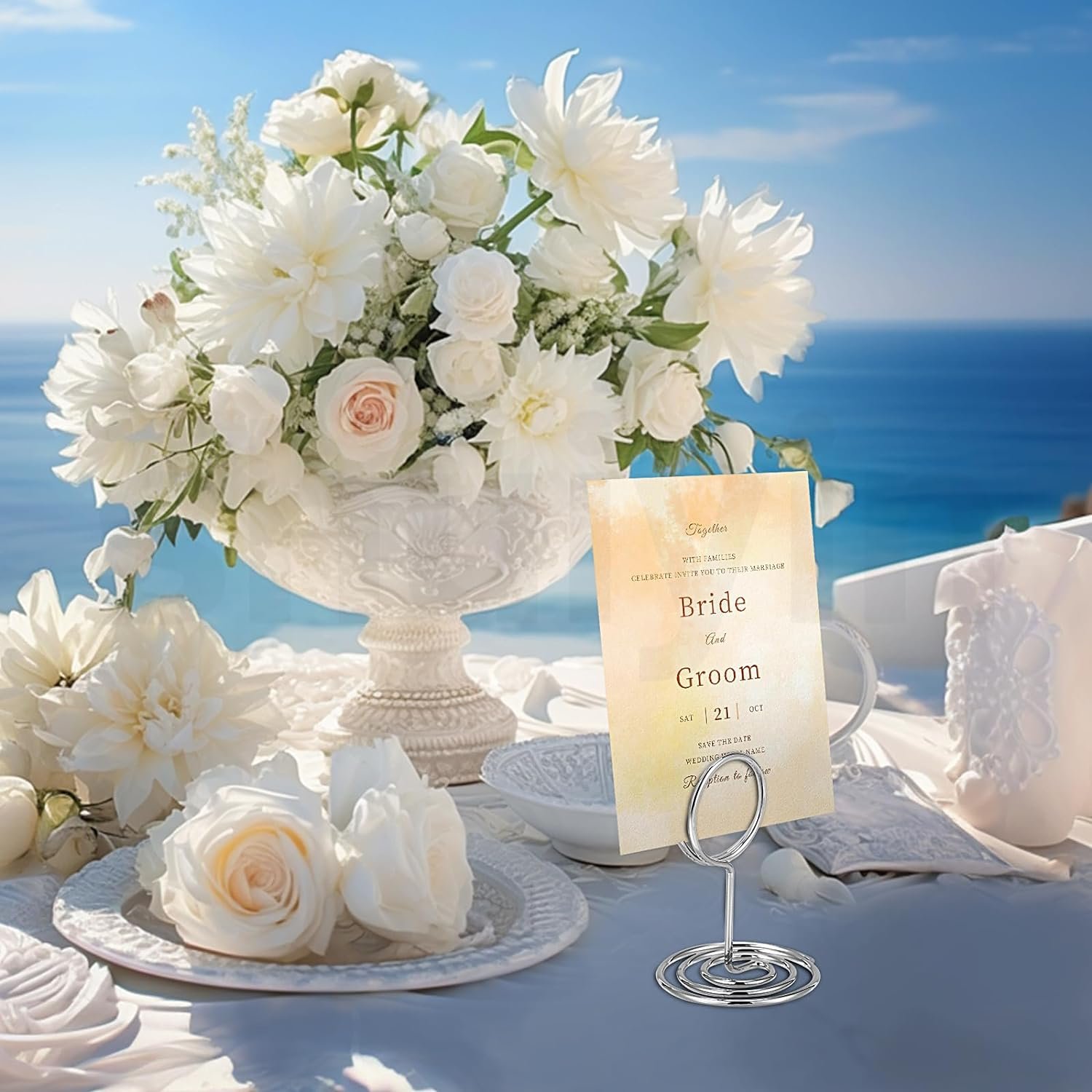 Custom Ring Shaped Small Size Table Card Picture Stands Mini Place Card Photo Holder Gold Table Number Holders
