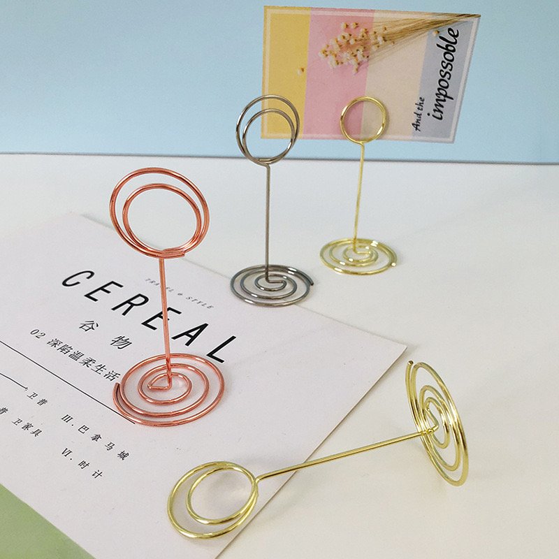 Custom Ring Shaped Small Size Table Card Picture Stands Mini Place Card Photo Holder Gold Table Number Holders