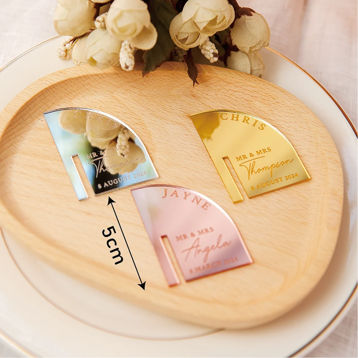 custom Personalized laser cut Wedding Wine Cocktail topper arch acrylic Drink Name Tags