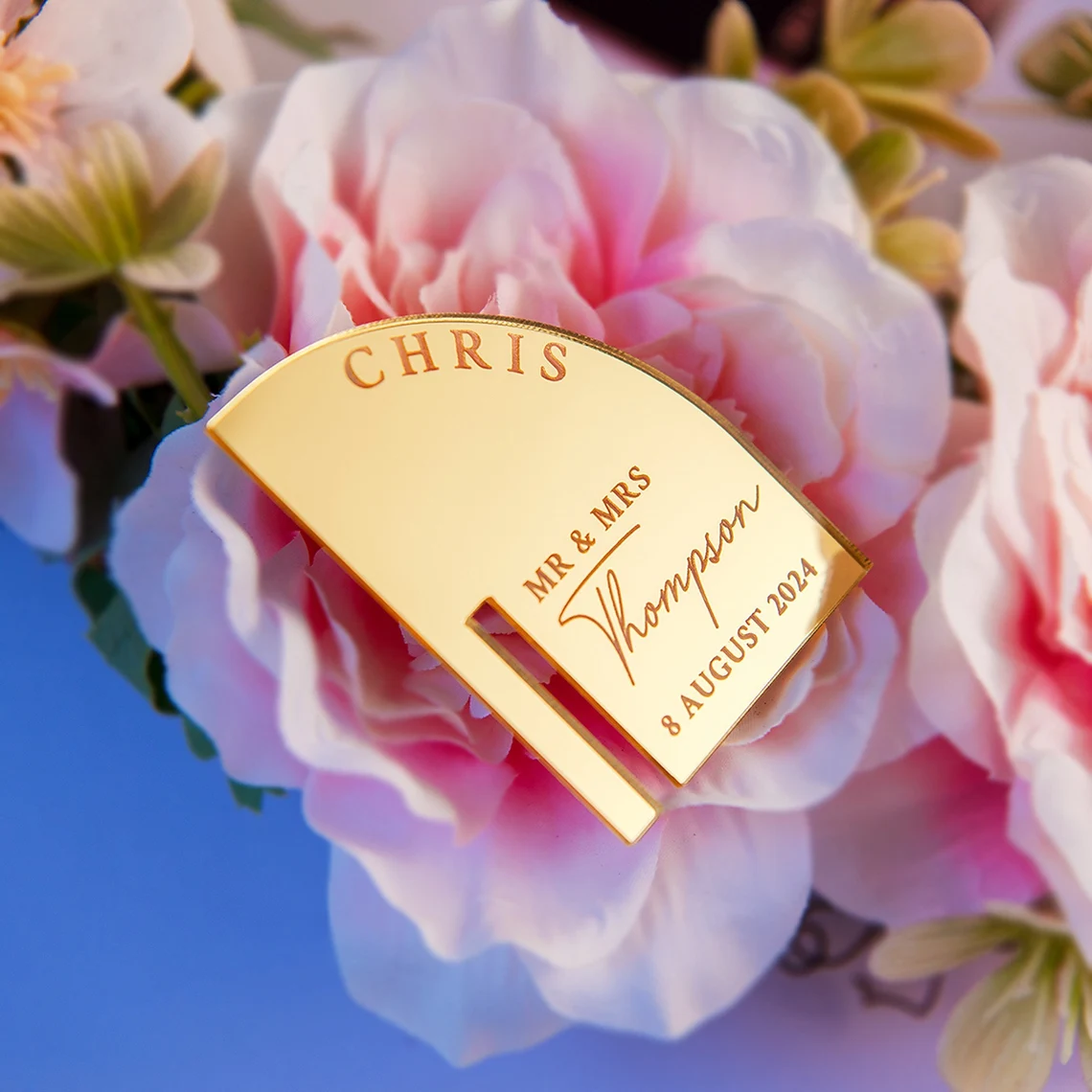 custom Personalized laser cut Wedding Wine Cocktail topper arch acrylic Drink Name Tags