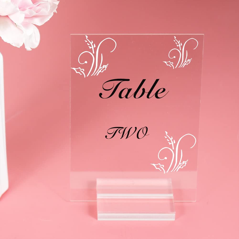 Clear Acrylic Wedding Sign Table Number Holder with Base Acryric Stand for Retail Display of Place Cards