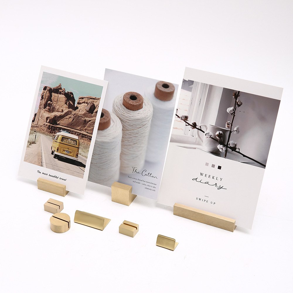 25mm cube Brass Card Holder Label Price Tga Business Card Desktop Note Pad Message Holder Base Stand Desktop Organizer wedding
