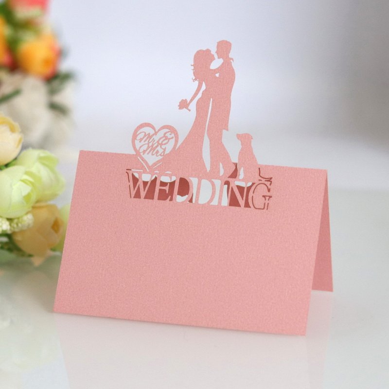 Mr Mrs Laser Cut Wedding Place Card Bridal Party Table Seats Name Cards Decoration