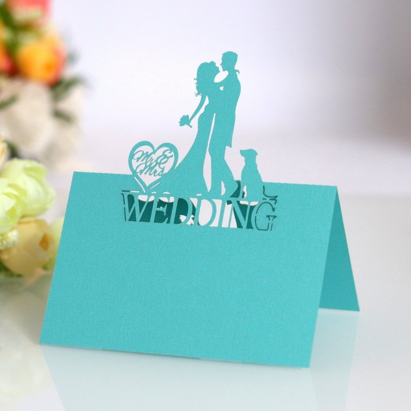 Mr Mrs Laser Cut Wedding Place Card Bridal Party Table Seats Name Cards Decoration