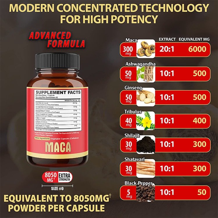Organic Peruvian Maca Extract Tablet Power Tablet Strong Maca Capsules for Men and Women