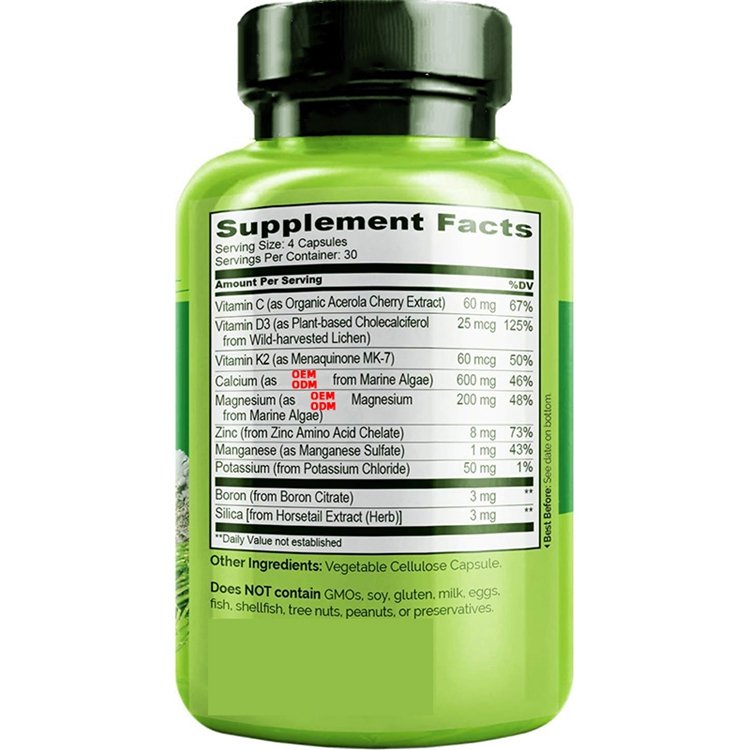 120 Vegan Friendly Capsules Bone Strength Whole Food Supplement for Bone Health