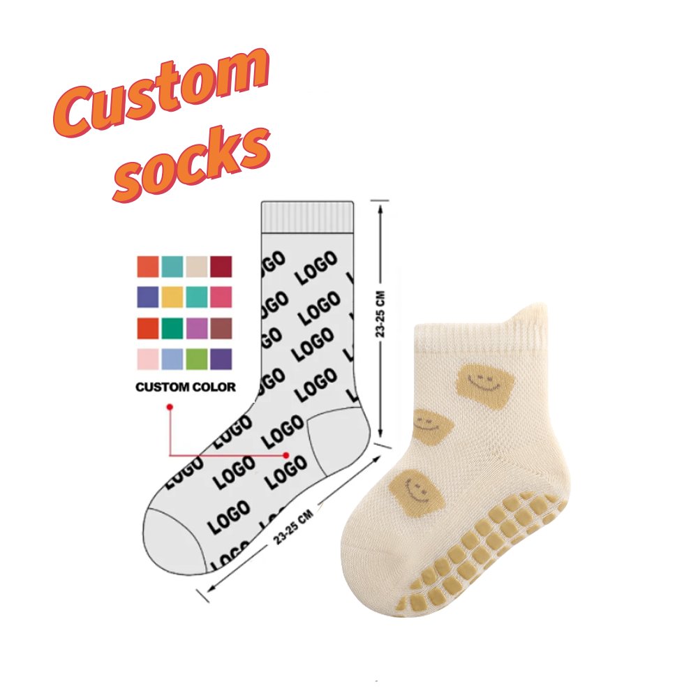 High quality wholesale jacquard pattern heart grips anti slip thick kid children socks baby cotton socks