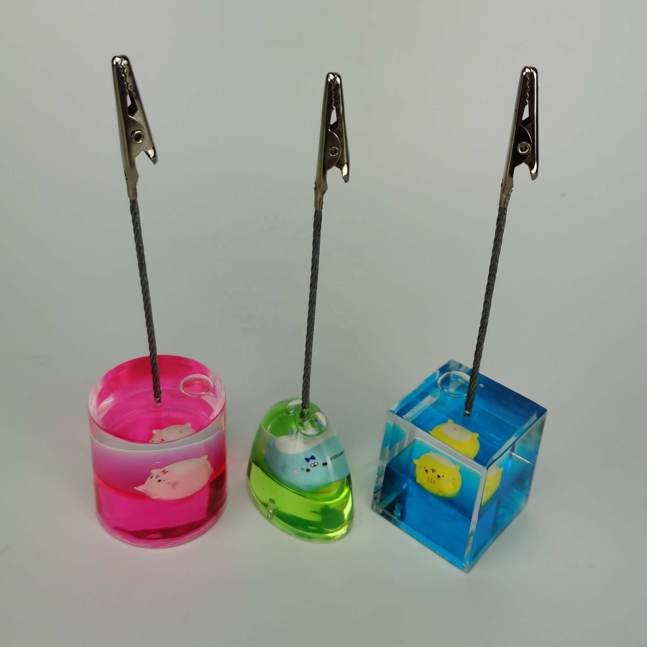 Oval Acrylic Floaty Liquid Floater Water Flotage Oil Floating Aqua Promotion Gifts Lava Bubble Desk Stand Memo Note Clip Holder