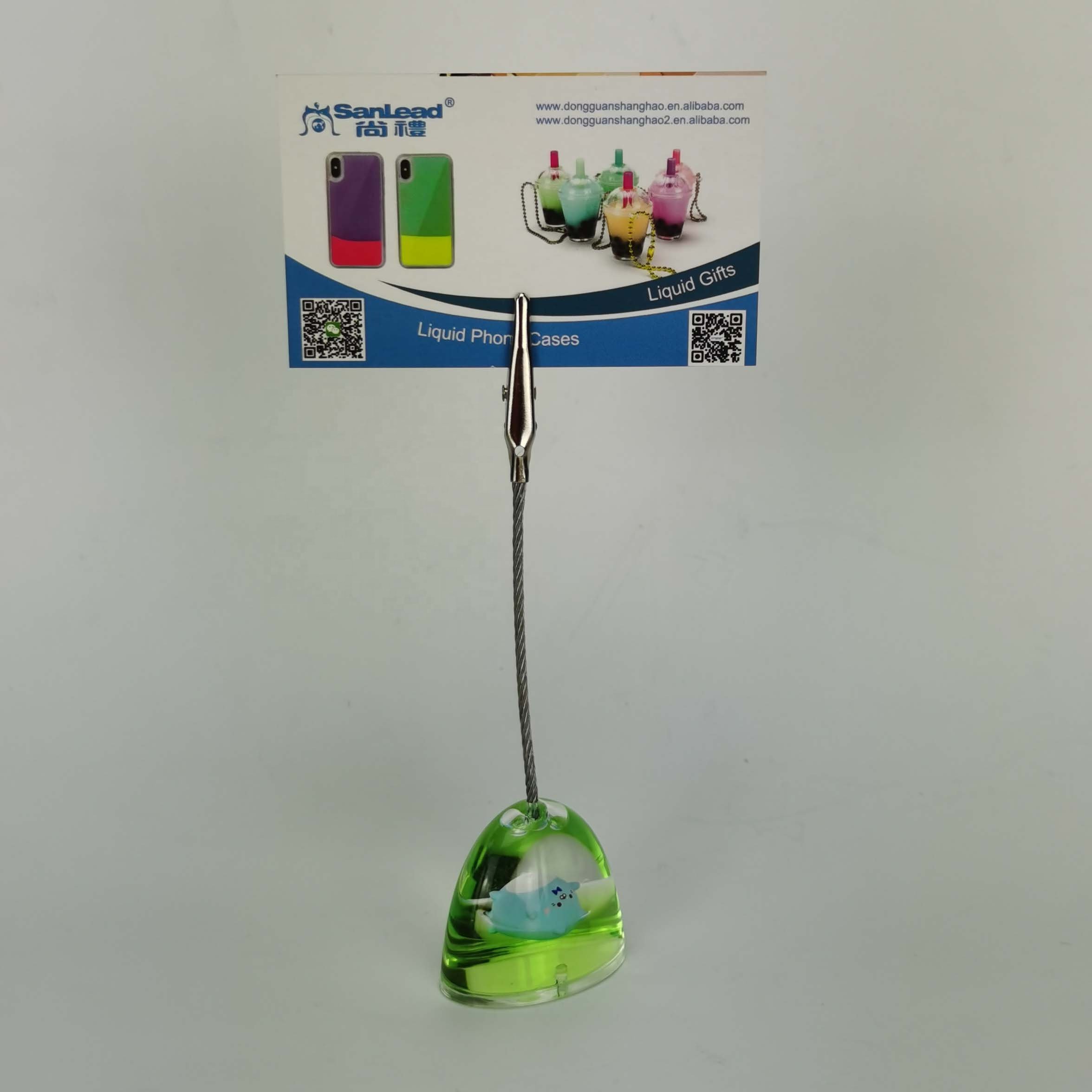 Oval Acrylic Floaty Liquid Floater Water Flotage Oil Floating Aqua Promotion Gifts Lava Bubble Desk Stand Memo Note Clip Holder