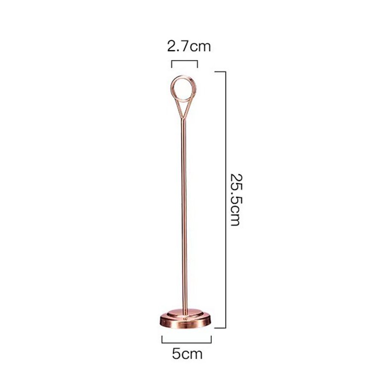 china wholesale luxury wedding rose gold metal table recipe stand menu place card holder