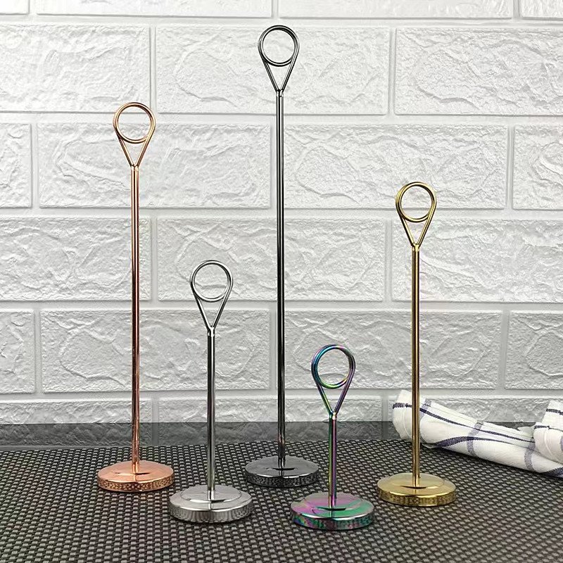 china wholesale luxury wedding rose gold metal table recipe stand menu place card holder