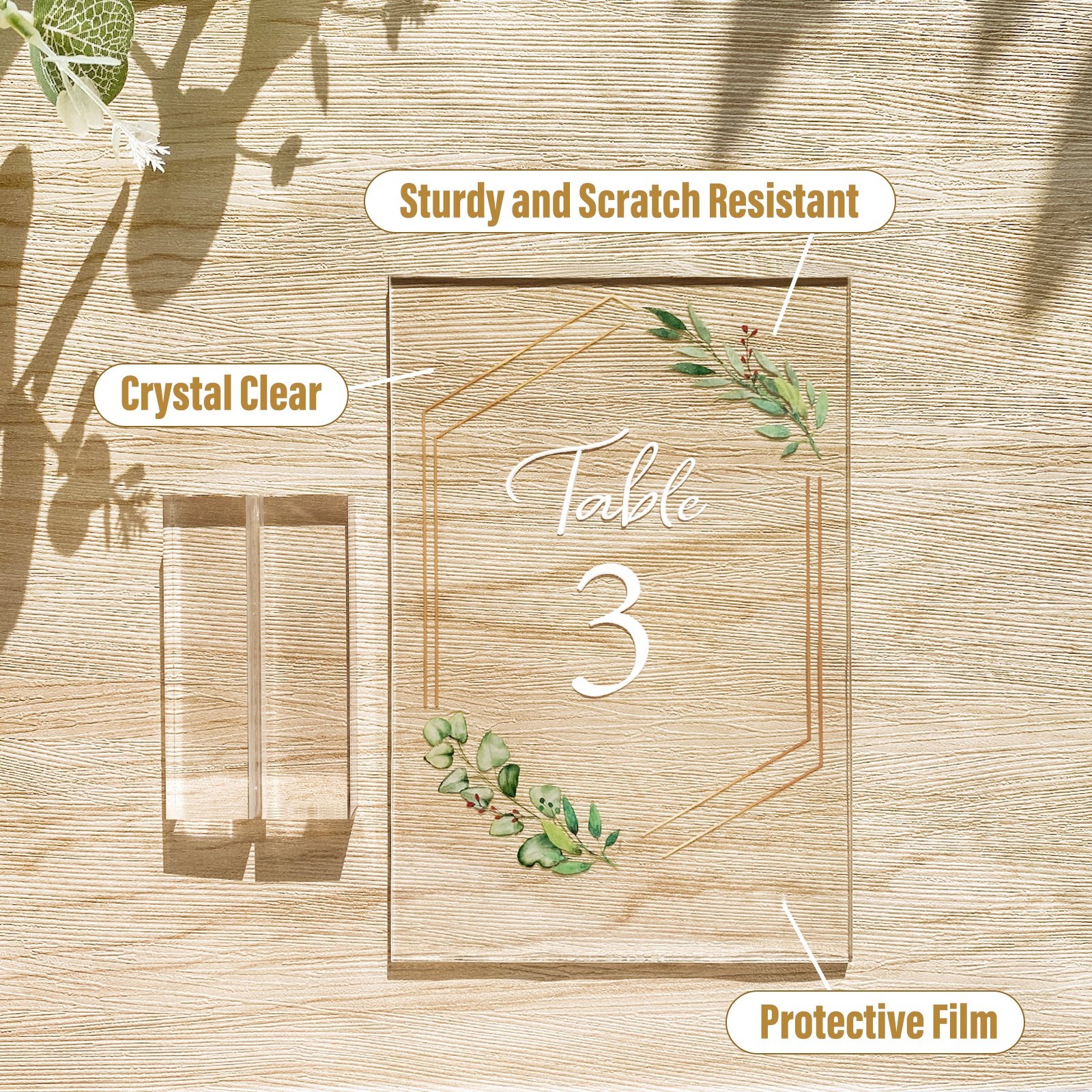 Ourwarm Rectangle Centerpiece Decorations Clear Sign Cards Holders Acrylic Wedding Table Number