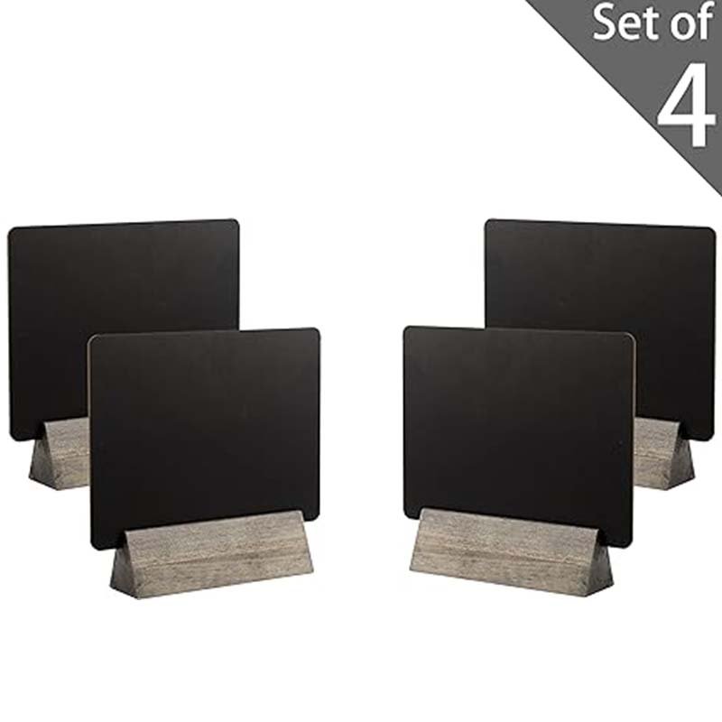 Tabletop Dual Sided Chalkboard Signs with Vintage Gray Solid Wood Base Decorative Wedding Table Place Card Signage Rustic Small