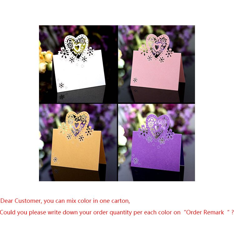 Wedding Laser Cut Party Favor Decor Place Table Cards Love Heart Hollow Out Butterfly