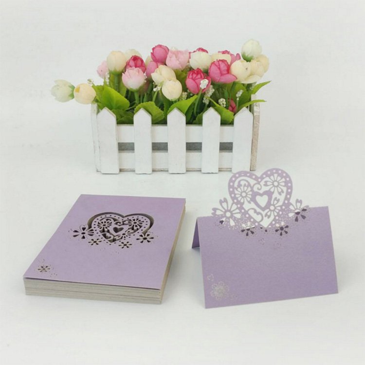Wedding Laser Cut Party Favor Decor Place Table Cards Love Heart Hollow Out Butterfly