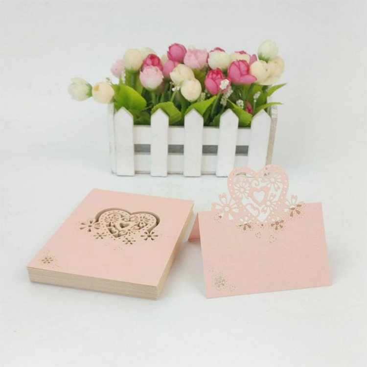 Wedding Laser Cut Party Favor Decor Place Table Cards Love Heart Hollow Out Butterfly
