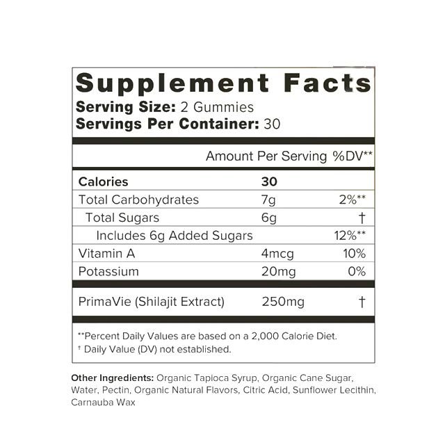 Shilajit Gummies for Natural Energy and Strength Vanilla Cinnamon Flavor Authentic Himalayan Shilajit Supplement OEM/ODM
