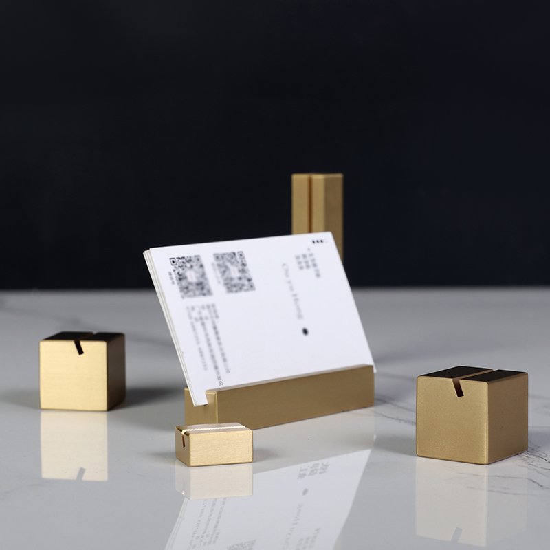 BECORA Brass Name Place Card Holders, Golden Table Number Stand Price Tag Menu Picture Holder Wedding Display Stand