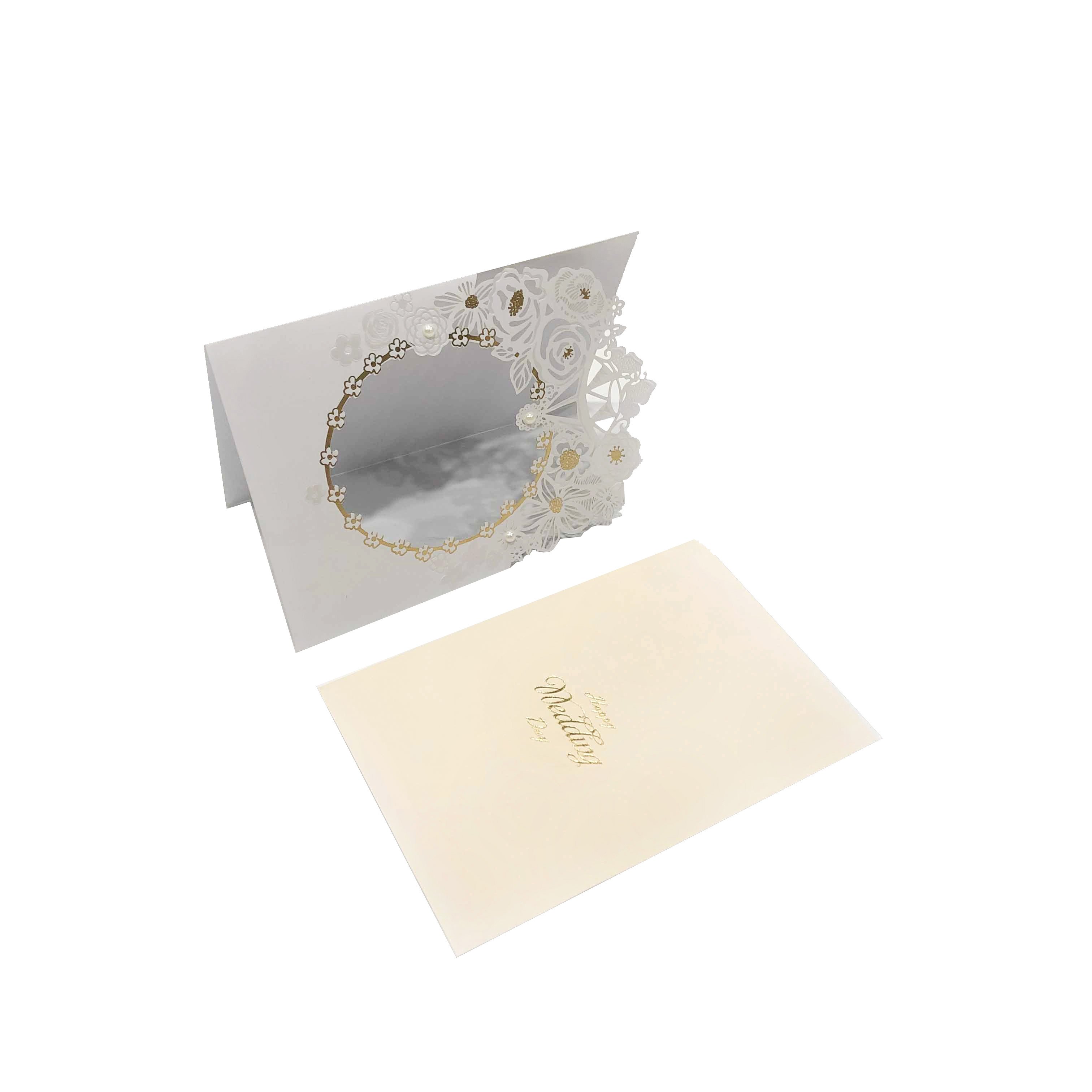 Custom designs elegant printing wedding place invitation card handmade laser cut card wedding invitation