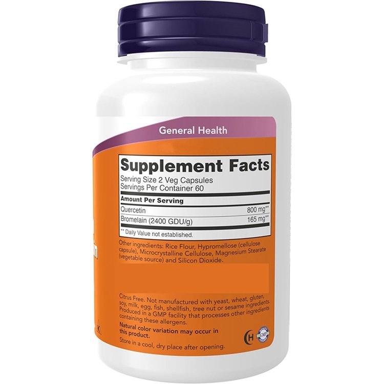 120 Veg Capsules Quercetin with Bromelain for Balanced Immune System