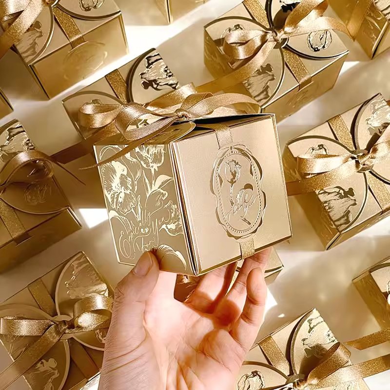 Luxury Custom Small Wedding Chocolate Dragees Candy Boxes Sweet Gift Favor Paper Boxes Packaging for Guests