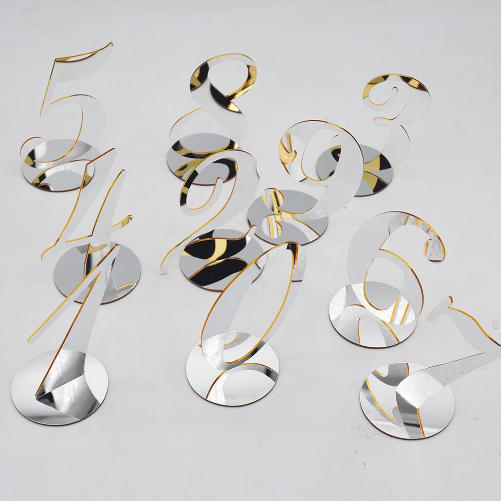 Gold And Silver Wedding Table Numbers Cards For Restaurant Acrylic Design Party Name Card Elegant Table Place Card