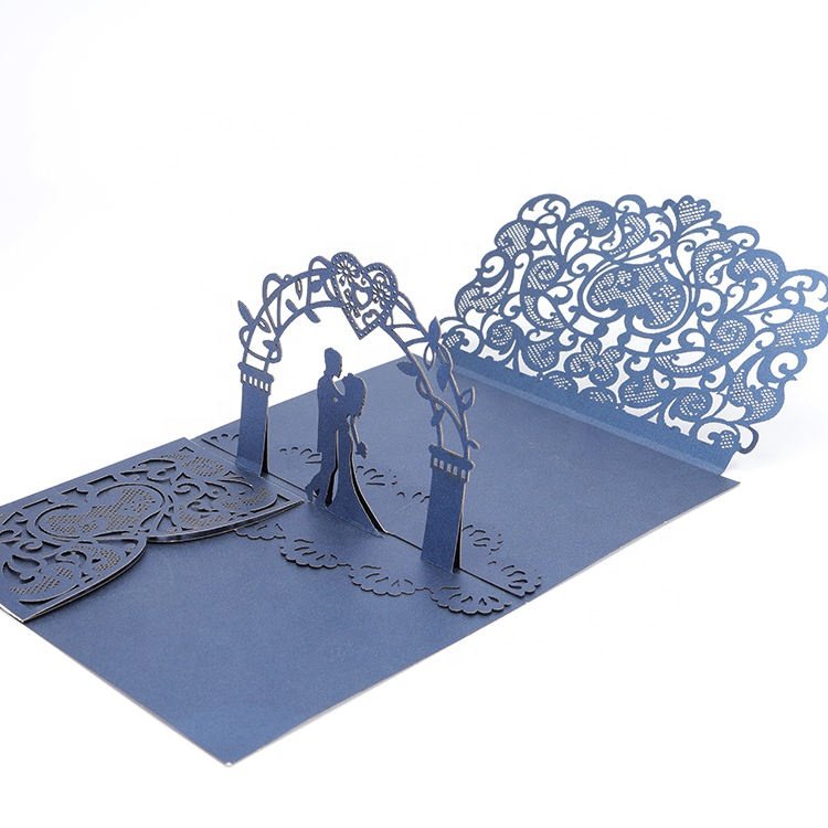 Winpsheng Stock Paper Wedding Invitation cards Laser Printing 3D Pop Up Wedding Invitation card 3d