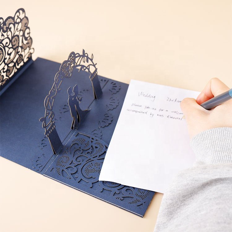 Winpsheng Stock Paper Wedding Invitation cards Laser Printing 3D Pop Up Wedding Invitation card 3d