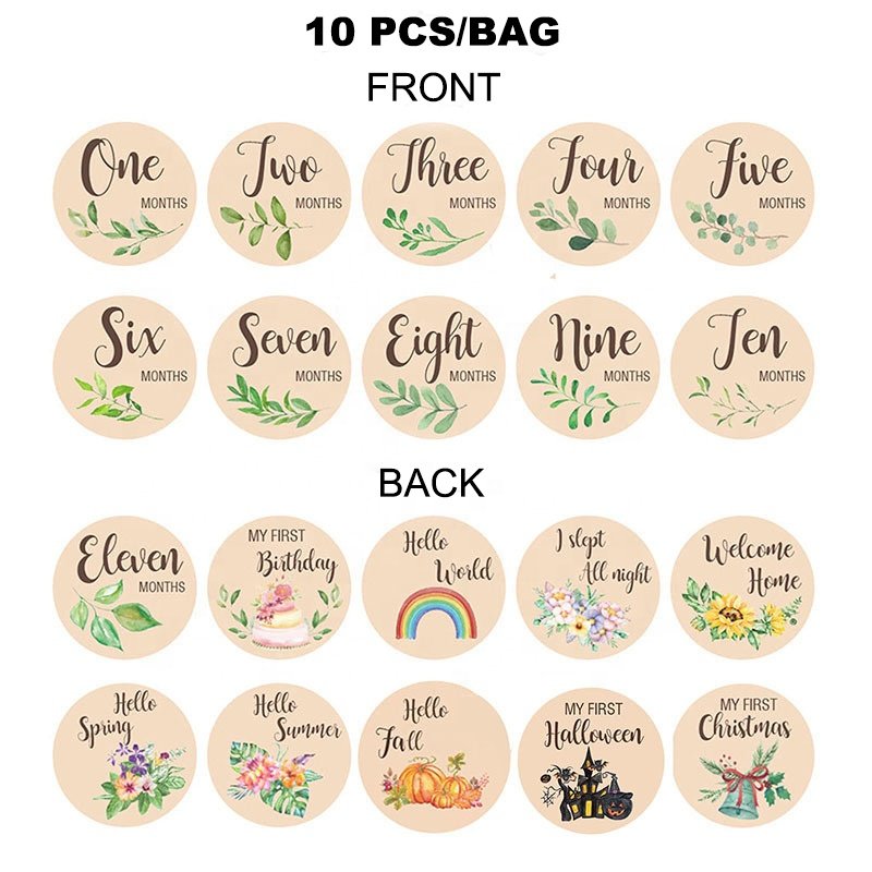 13pcs Wood Baby Monthly Milestone card Diy card Holder New Born Baby Invitation cards