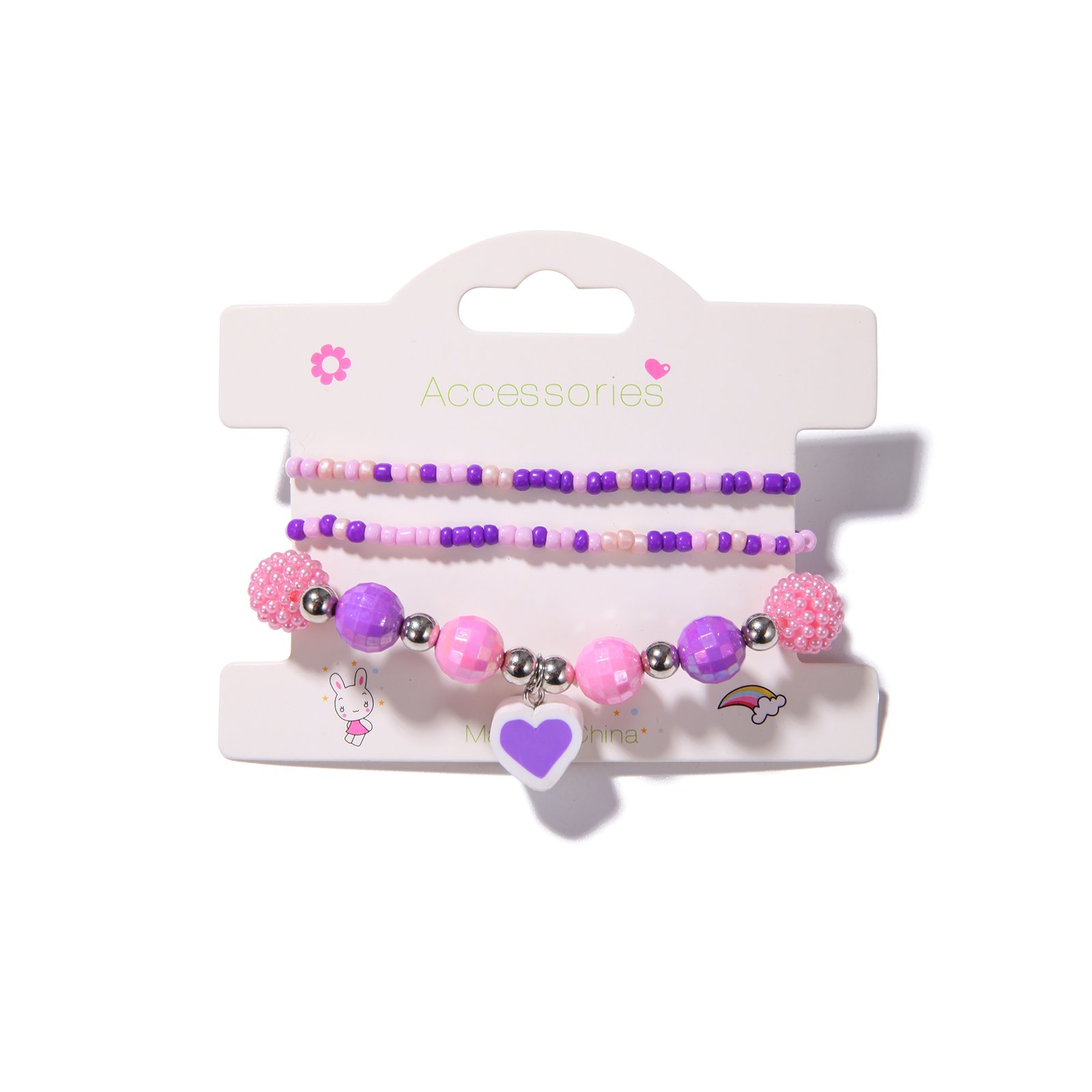 Cute Children's Jewelry Set Beaded Bracelet Ring Pendant Necklace Earrings Hair Clip DIY Customized Accessories