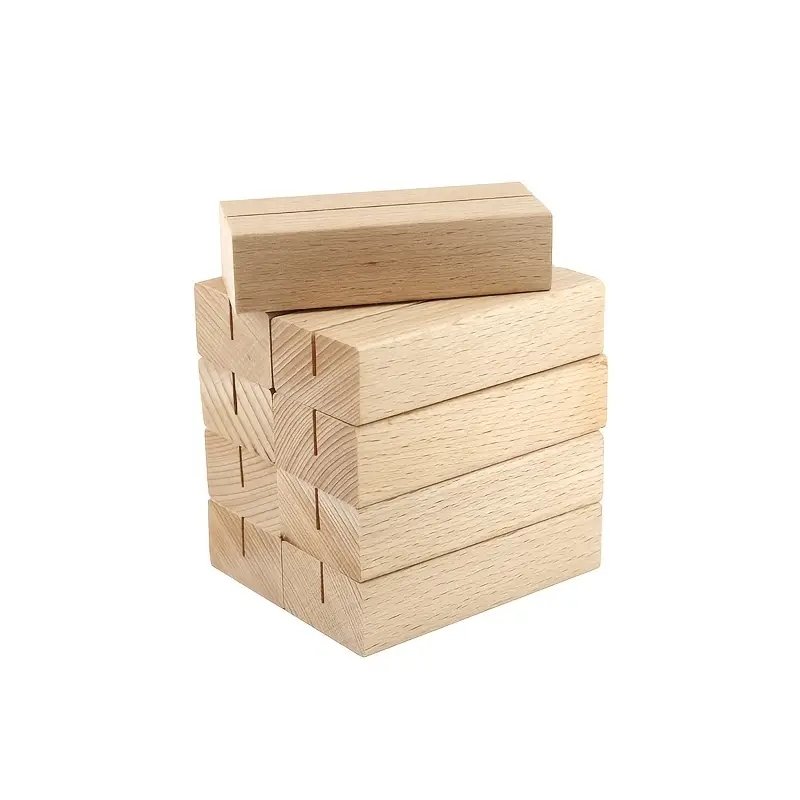 Wooden Display Base For Cafe Beech Wood Place Card Holders Table Number Stands Name Card Holder For Wedding And Table Name