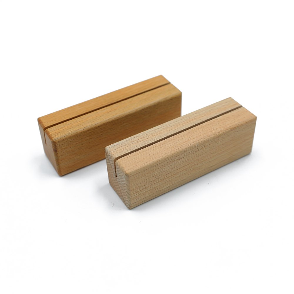 Wooden Display Base For Cafe Beech Wood Place Card Holders Table Number Stands Name Card Holder For Wedding And Table Name