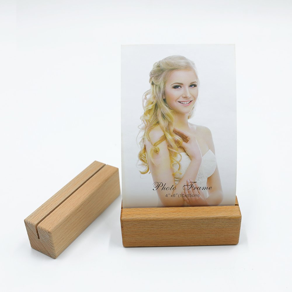 Wooden Display Base For Cafe Beech Wood Place Card Holders Table Number Stands Name Card Holder For Wedding And Table Name