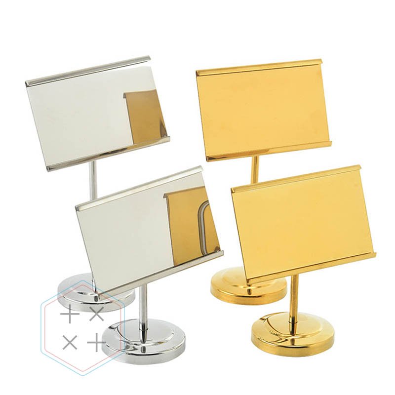 Angle adjustable stainless steel table card holder for wedding restaurant