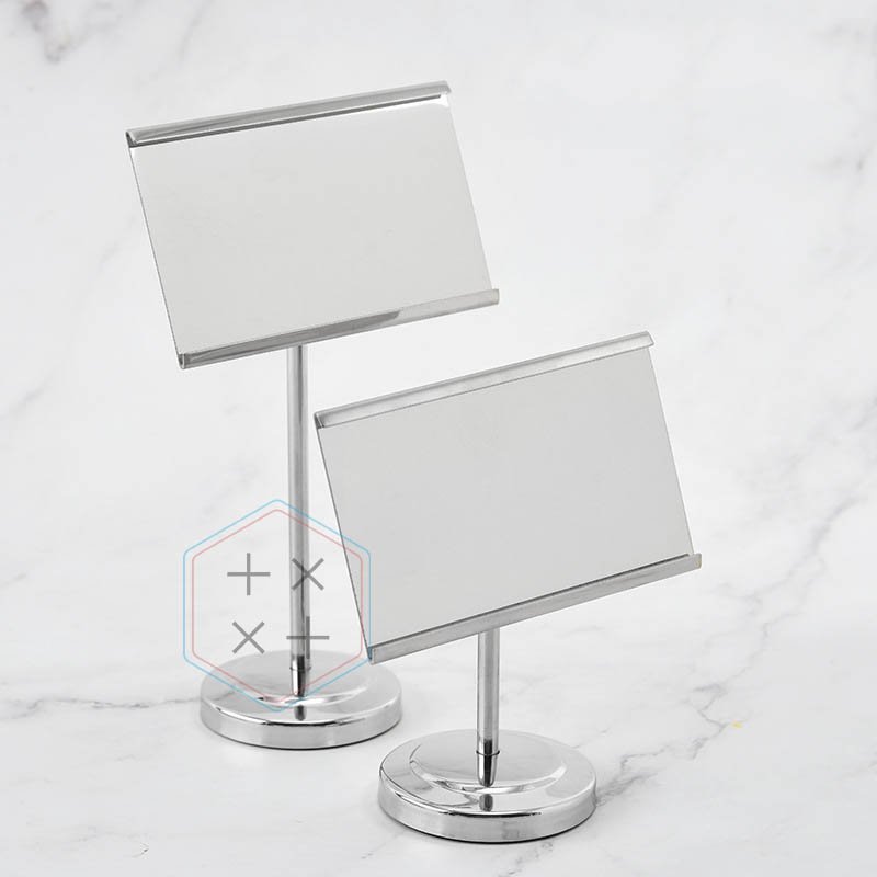 Angle adjustable stainless steel table card holder for wedding restaurant