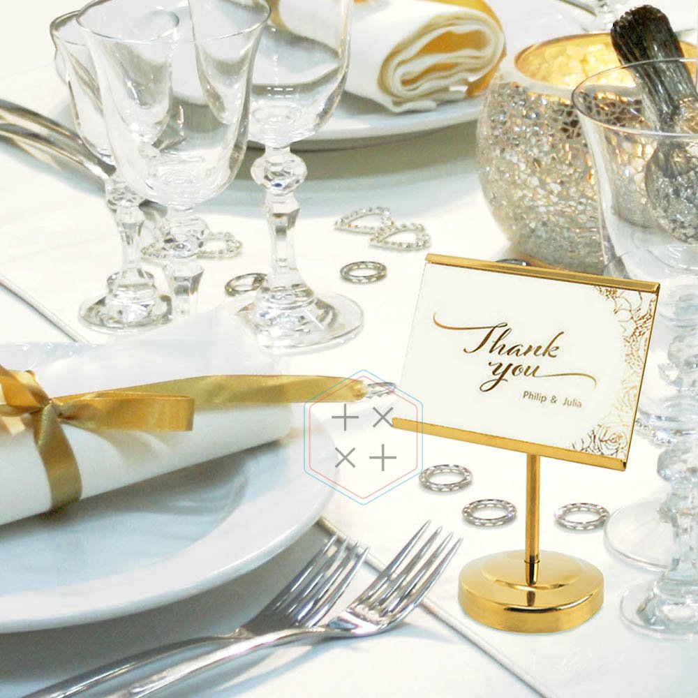 Angle adjustable stainless steel table card holder for wedding restaurant