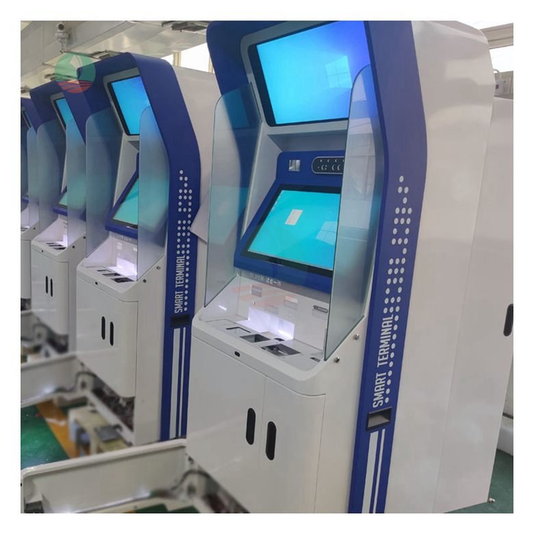 Dual screen bank automatic queue system machine token self service terminal banking card business kiosk