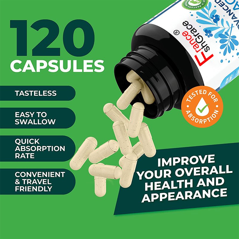 Collagen Pills Capsules with Hyaluronic Acid Vitamin C Health Hydrolyzed Collagen Peptides Supplement