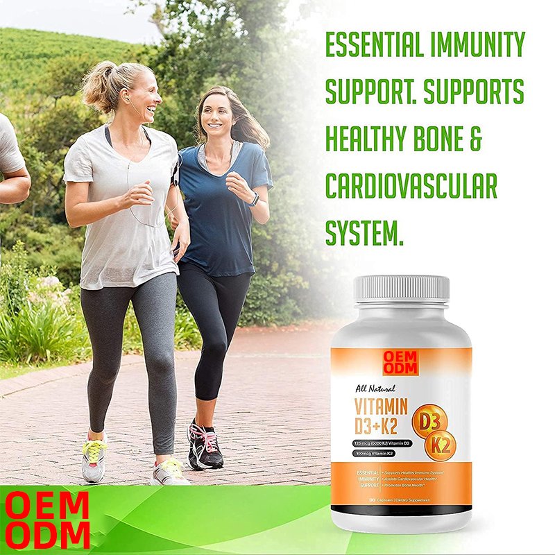 90 Capsules Vegan Vitamin D3 + K2 Capsules,5000 IU D3 + 100mcg K2 for Immune Health, Bone Health