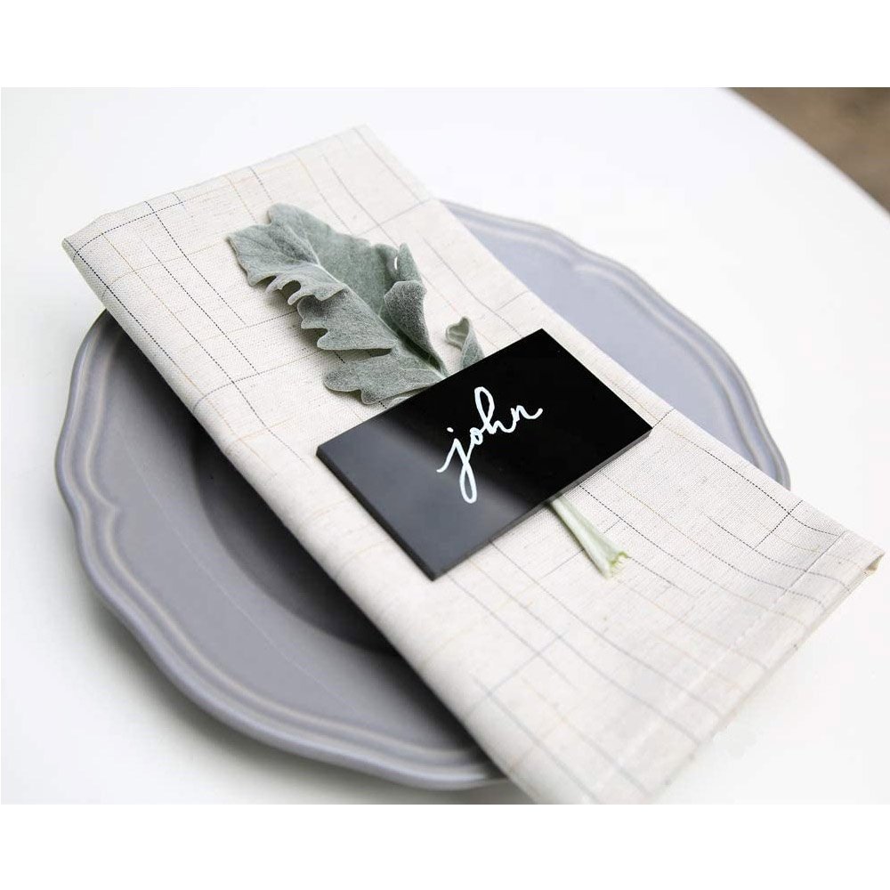 Wholesale OEM ODM Acrylic Black Rectangle Wedding Place Cards & Table Numbers Acrylic Place Cards