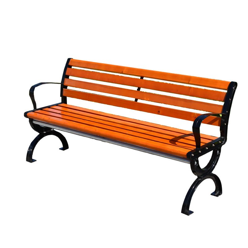 Wholesale park outdoor anticorrosive solid wood garden leisure bench outdoor bench cast iron bench backrest