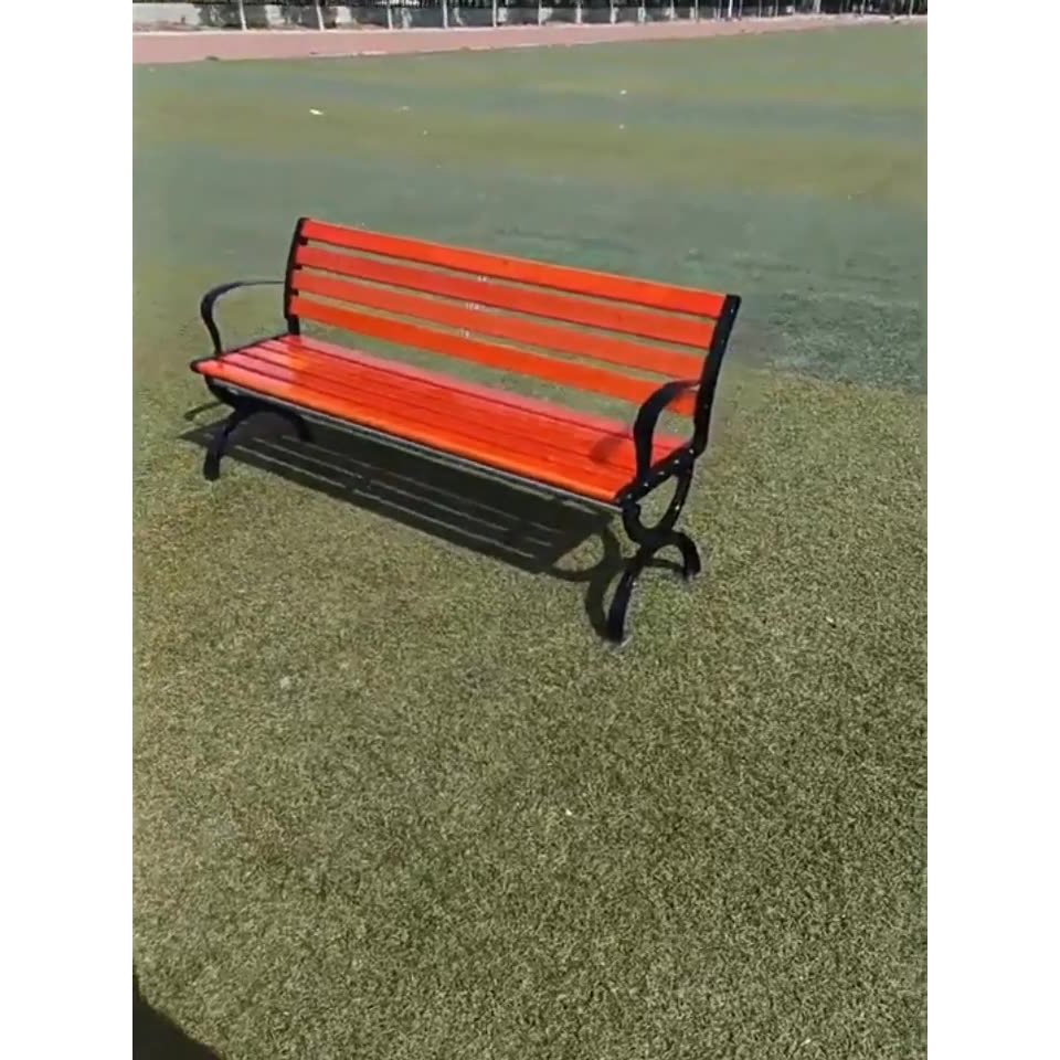 Wholesale park outdoor anticorrosive solid wood garden leisure bench outdoor bench cast iron bench backrest