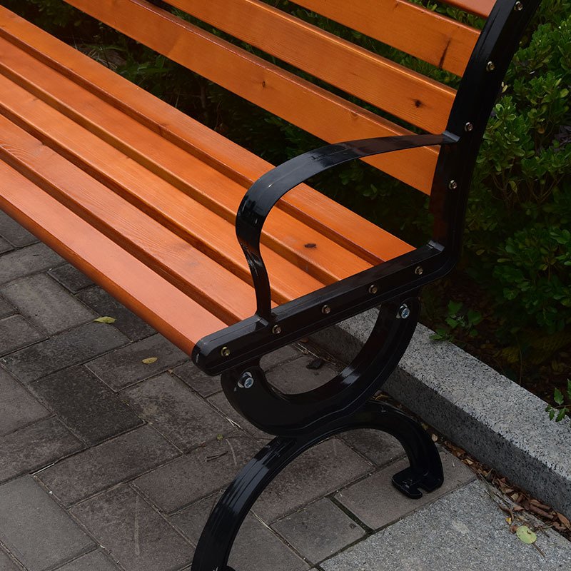 Wholesale park outdoor anticorrosive solid wood garden leisure bench outdoor bench cast iron bench backrest
