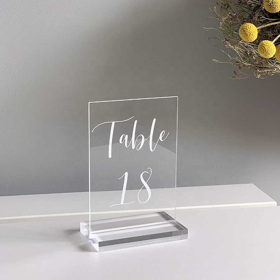 Acrylic Table Sign Display Holder Place Name Card Base Stand With Slot