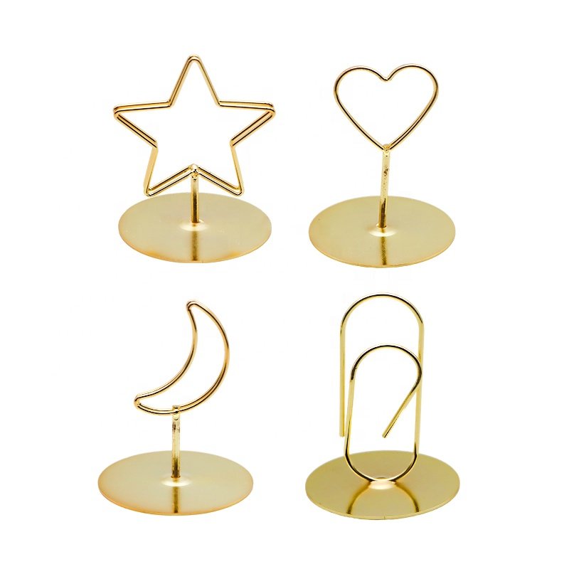 Original New Designs Star Moon Shaped Mini Place Card Holders Stainless Steel Gold Mini Table Number Holders