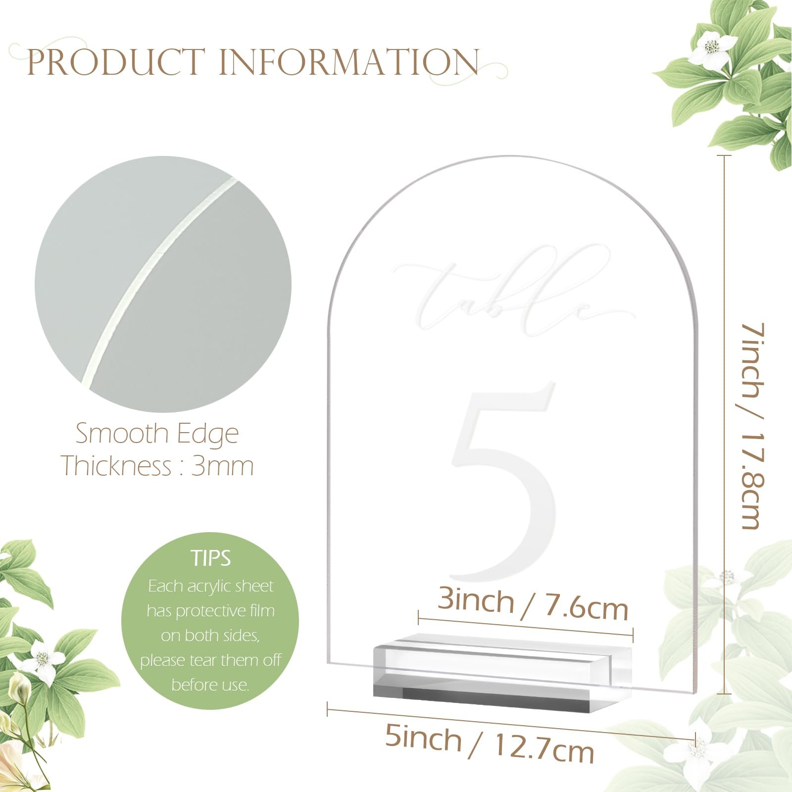 Factory wholesale Clear 1-25 for events party supplies Clear Acrylic Arch Tabletop Sign with Holder for wedding centerpieces