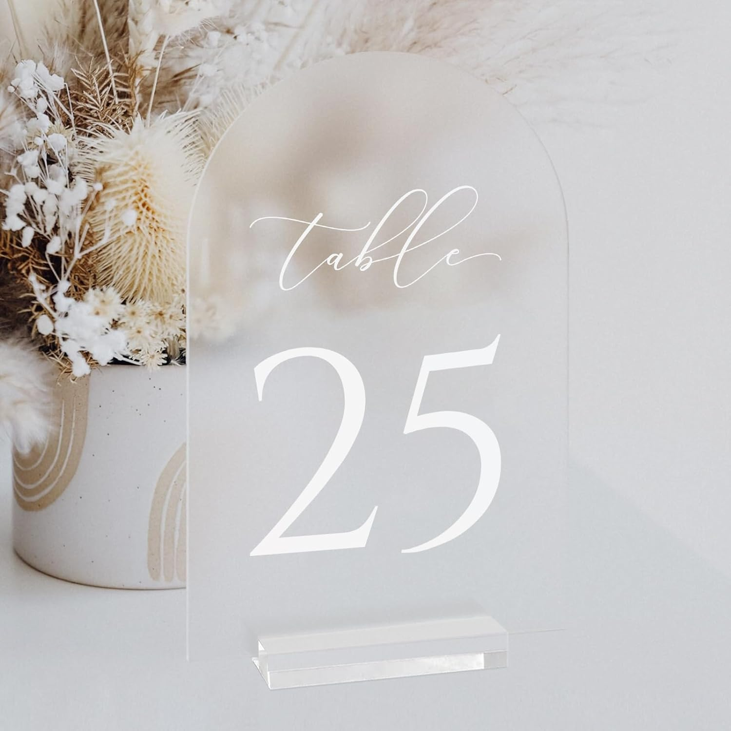 Factory wholesale Clear 1-25 for events party supplies Clear Acrylic Arch Tabletop Sign with Holder for wedding centerpieces